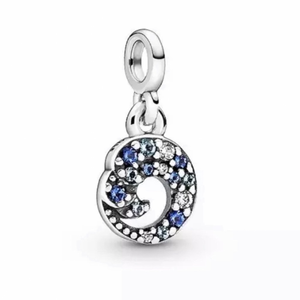 NEW•Silver & Blue crystal Wave DIY charm